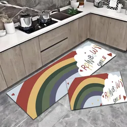 2PCS Conjunto de Tapetes e Capachos Laváveis e Antiderrapantes para Cozinha, Tapetes Almofadados para Corredor de Cozinha
