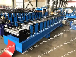 Metallstufen-Dachrinnen-Ridge-Cap-Rollformmaschine, farbige Stahlstufen-Dachkrone-Herstellungsmaschine, glasierte Fliesen-Ridge-Cap-Formmaschine