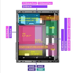 Einfache Metall-Frontplatte gehärtetes Glas Micro ATX PC-Gaming Computergehäuse