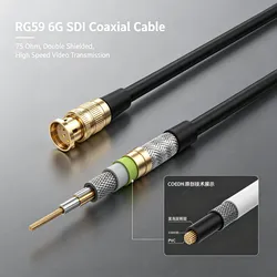 Cabo Coaxial BNC Crimp de Sinal Estável 75 Ohm Macho para Macho Rg59 RG6 Rg11 Rg58 Rg57 Rg7 com Pacote de Carretel