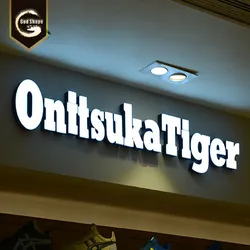 Letreiro Personalizado 3D LED Iluminado Frontal em Aço Inoxidável Letra Acrílica Números Sinalização de Fachada