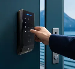 Sistema di accesso alla porta biometrico con scanner di impronte digitali e controllo codice QR tramite terminale TCP/IP