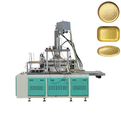 Máquina de fabricação de pratos de papel espesso dourado e prateado, máquina de formação de pratos de papelão com padrão personalizado