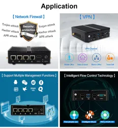 Roteador Mini PC Intel de Alto Desempenho com N100 4 RJ45 Portas