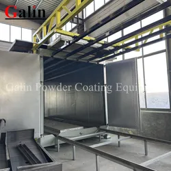 Linha de Pintura a Pó Manual Galin com Cabine de Recuperação e Trilhos Deslizantes para Forno