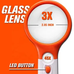 Personalización Básica 2.95'' Lupa de Mano LED Grande para Lectura
