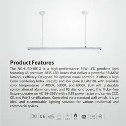 36W Caratteristiche della lampada a sospensione LED Ra95 Elevata resa cromatica