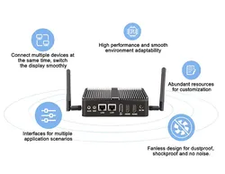 Computador Mini All-in-One Fanless de Quatro LAN Embutido para Escritório Controle de Computador Industrial