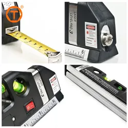 3 in 1 Nivellierblase und Lineal Basis Mehrzweck 2.5m Maßband Lineal Laser Nivellierlinie Werkzeug