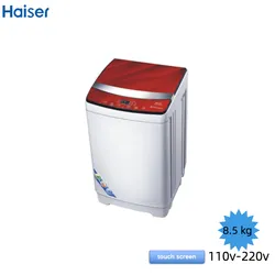 8.5 Kg Vollautomatische Toplader Waschmaschine in roter Farbe mit Glasdeckel und vollem Touchscreen