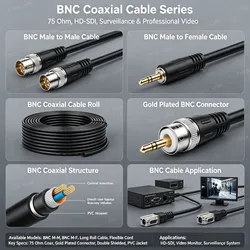 Cabo Coaxial Rg Série BNC Macho Macho Crimpagem de Baixa Perda 75 com Embalagem de Carretel Rg59 RG6 Rg11 Rg57 Rg58 Rg7
