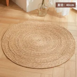 Tapete redondo de junco feito à mão, decoração fresca, estilo japonês, mat de tatame