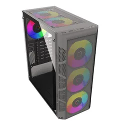 Einfache Metall-Frontplatte gehärtetes Glas Micro ATX PC-Gaming Computergehäuse