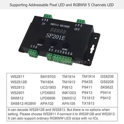 DMX512 Decoder LED Controller Vollfarbprogrammierbarer LED Controller Dimmer 2048px Sp201e