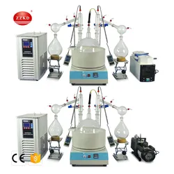 10L Kit di distillazione a doppio percorso corto da laboratorio con sistema di riscaldamento a pompa a vuoto