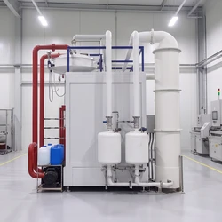 Linha de revestimento em pó para barreiras rodoviárias com sistema de controle PLC