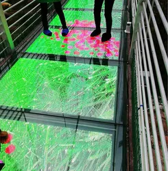 Tela de Piso de LED de Ponte de Treliça de Vidro Interativa Indução de Tela de Treliça 3D Quebra de Vidro