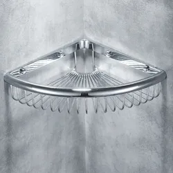 Badezimmer-Dreieckregal Badezimmer Wandhängendes Eckregal Duschraum Doppeltes Eckregal Kupfernetzkorb Aufbewahrungsregal