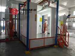 Linea automatica di verniciatura a polvere elettrostatica con cabina di recupero filtri