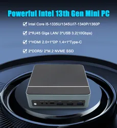 Sistema POS Ventilador Embutido Mini PC Intel Core I5-1345u Win11 Computador Mini