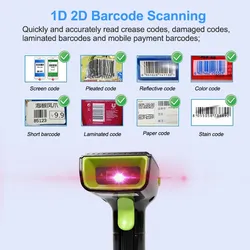 W33 휴대용 바코드 스캐너 1d 2D USB COM 무선 유선 QR 코드 리더기와 베이스, 호환 가능한 재고 데이터 캡처용