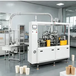 100-120 PCS/Min Vollautomatische Papierbecherformmaschine mit PLC-Steuerungssystem