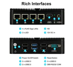 Roteador Mini PC Intel de Alto Desempenho com N100 4 RJ45 Portas