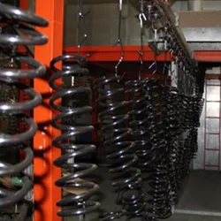 Sistema di rivestimento elettrostatico a polvere per grandi pezzi su rack