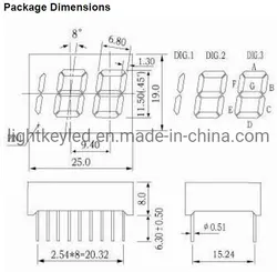 0.45 Zoll 3 Ziffer 7 Segment-LED-Anzeige
