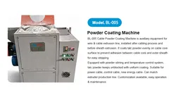 Machine de revêtement par poudre pour câble destinée à une ligne d’extrusion de câbles