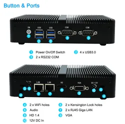 Hervorragender tragbarer Mini-Computer mit zwei COM-Ports Mini-PC