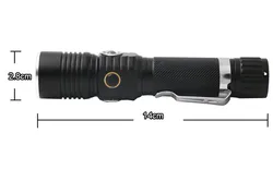 USB 충전식 LED 다기능 손전등 휴대용 알루미늄 T6 점검 손전등 클립 경고 기능 USB 충전기 4 작업 모드 LED 손전등