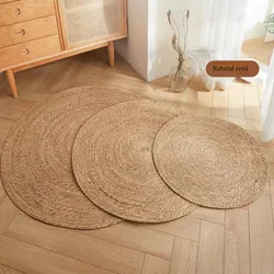 Tapete redondo de junco feito à mão, decoração fresca, estilo japonês, mat de tatame