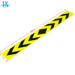 Cartello di avviso con freccia a diamante riflettente hip, strisce gialle neon, adesivo riflettente
