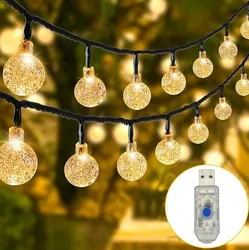 Außen Weihnachtsgarten Lichterkette Solar Batterie USB Tragbar IP44 LED Lichterkette