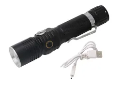 USB 충전식 LED 다기능 손전등 휴대용 알루미늄 T6 점검 손전등 클립 경고 기능 USB 충전기 4 작업 모드 LED 손전등