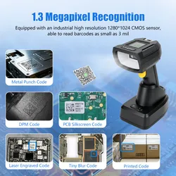 고해상도 1280X1024 CMOS 무선 2D 산업용 바코드 스캐너 Dpm/금속 각인 코드 스캔 지원 견고한 QR 코드 리더