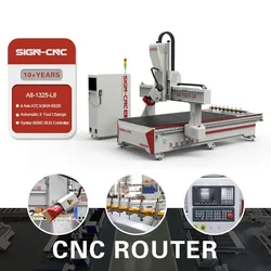 เครื่องกัด CNC แบบหัวสวิงควบคุมง่าย 4 แกน 1325 เครื่องกัด ATC สำหรับไม้และ MDF