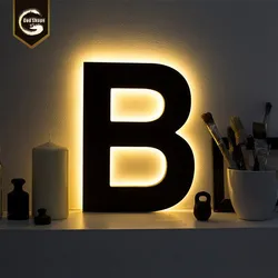 Tanda Nomor Stainless Steel Modern LED Backlit OEM 3D Tanda Huruf LED