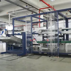 Linha de máquinas totalmente automáticas para montagem, selagem e embalagem de caixas de papelão em caixas de transporte