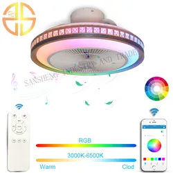 Modern Renk Değiştiren LED Fan Aydınlatma Armatürü Akrilik Tasarım ile