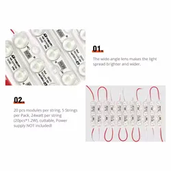 3 LEDs Módulo LED 6500K Branco Dia 1.2 Watts para Sinais de Publicidade em Letras Módulo de Luz LED 24V Módulo LED