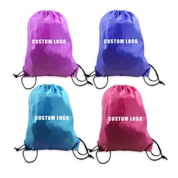 Benutzerdefinierte Logo-Druck günstige Polyester-Schnürbeutel Sport-Schnurbeutel