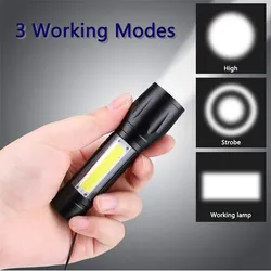 3W Lanterna Mini LED Recarregável por USB