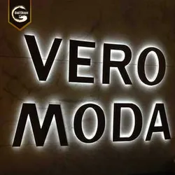 Tanda Nomor Stainless Steel Modern LED Backlit OEM 3D Tanda Huruf LED