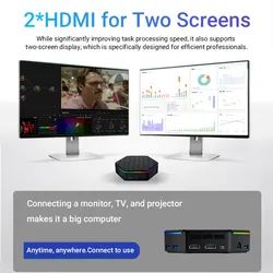 Iluminação RGB Dinâmica Dual 4K N150 Windows Linux Office Mini PC Computador