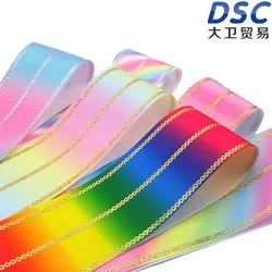 Polyesterseide leichter Farbverlauf Regenbogen Grosgrainband DIY Bastelband Verpackungsband