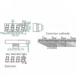 0.36 Zoll 4 Digitale LED-Anzeige 7 Segmentschnittstelle Gemeinsame Kathode Rot