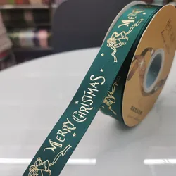 Weihnachtsbänder Polyester Satinband Geschenkverpackungsband mit Frohe Weihnachten Muster