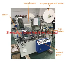 Paketlogo individuelle Druckeinheit Papierstrohhalm Verpackungsmaschine
